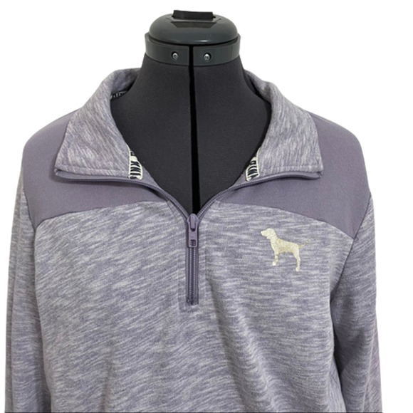 Victoria's Secret PINK Quarter Zip Pullover Sweatshirt Purple Women's Size Small - Picture 5 of 5